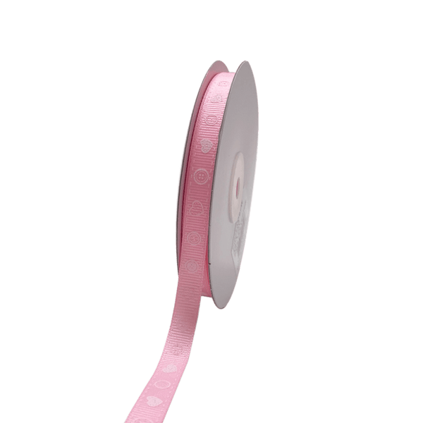 Pink - Heart Circle Flower - Grosgrain Ribbon Baby Design ( W: 3/8 Inch | L: 25 Yards ) BBCrafts.com