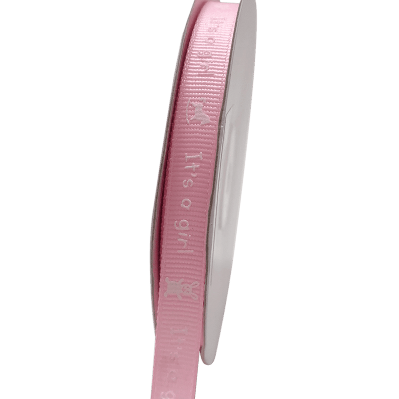 Pink - It's a girl - Grosgrain Ribbon Baby Design ( W: 3/8 Inch | L: 25 Yards ) BBCrafts.com