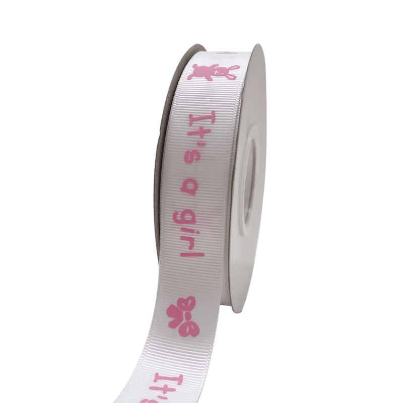 Pink - It's a girl - Grosgrain Ribbon Baby Design ( W: 7/8 Inch | L: 25 Yards ) BBCrafts.com