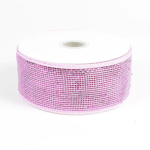 Pink - Metallic Deco Mesh Ribbons - ( 2.5 Inch x 25 Yards ) BBCrafts.com