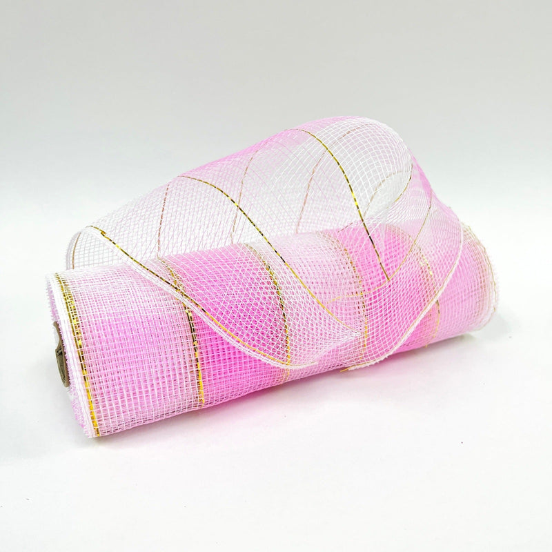 Pink White - Christmas Mesh Wraps - ( 10 Inch x 10 Yards ) BBCrafts.com