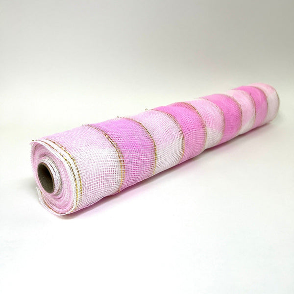 Pink White - Christmas Mesh Wraps - ( 21 Inch x 10 Yards ) BBCrafts.com