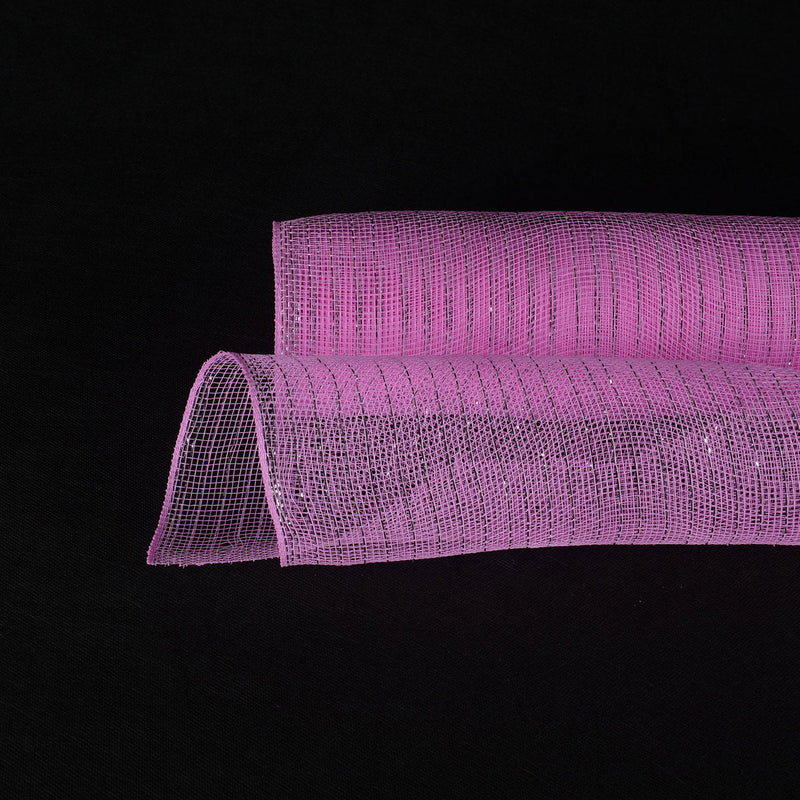 Pink with Silver - Deco Mesh Wrap Metallic Stripes - ( 21 Inch x 10 Yards ) BBCrafts.com