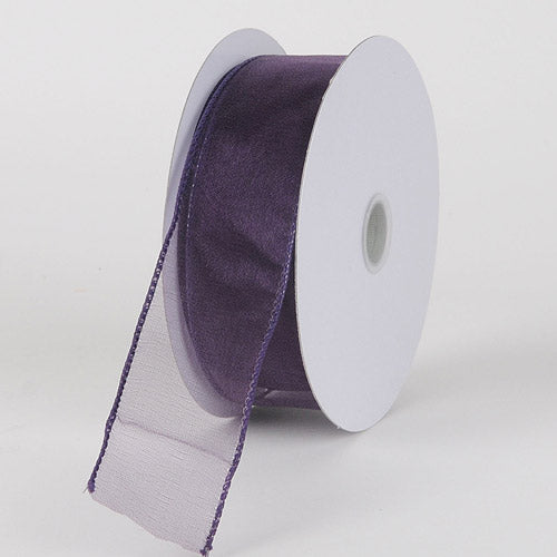 Plum - Organza Ribbon Thick Wire Edge 25 Yards - ( 2 - 1/2 Inch | 25 Yards ) BBCrafts.com