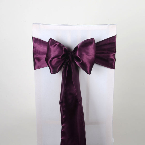 Plum - Satin Chair Sash - ( Pack of 10 Piece - 6 inches x 106 inches ) BBCrafts.com