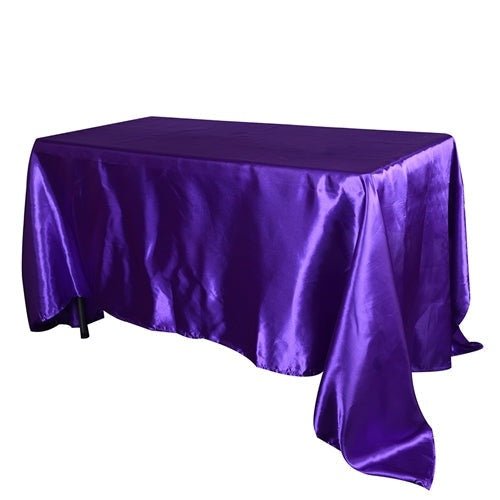 Purple 60 Inch x 102 Inch Rectangular Satin Tablecloths