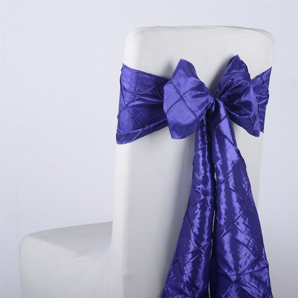 Purple - 7 inch x 108 inch Pintuck Satin Chair Sash - Pack of 10