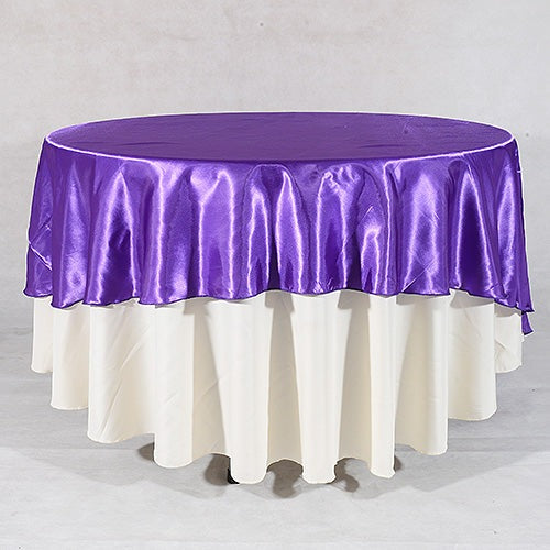 Purple - 70" Satin Round Tablecloths - 70 Inch