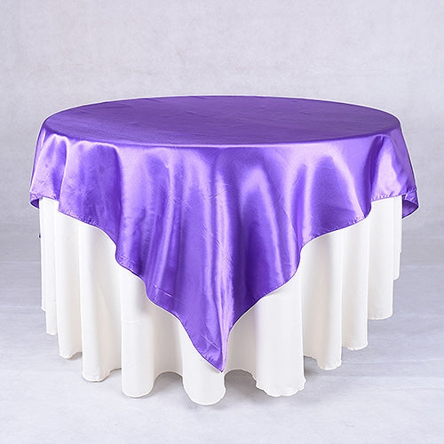 Purple - 90 x 90 Satin Table Overlays - ( 90 Inch x 90 Inch ) BBCrafts.com