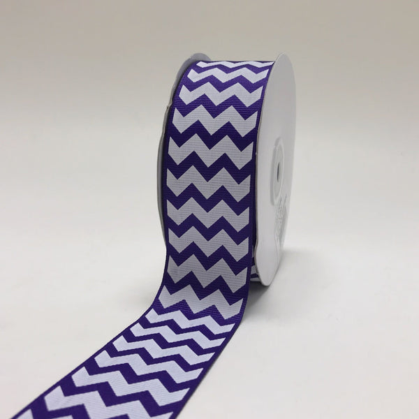 Purple - Chevron Design Grosgrain Ribbon ( 1 - 1/2 Inch | 25 Yards ) BBCrafts.com