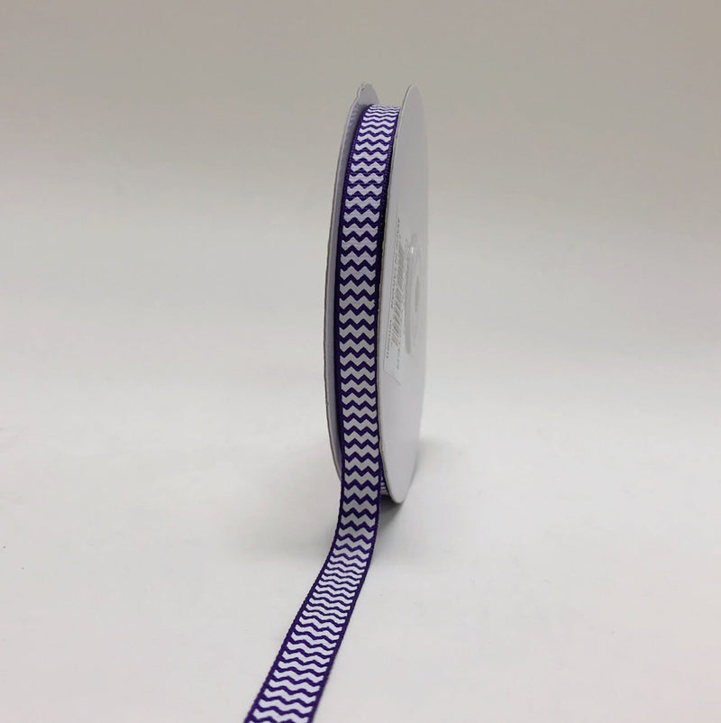 Purple - Chevron Design Grosgrain Ribbon ( 3/8 Inch | 25 Yards ) BBCrafts.com