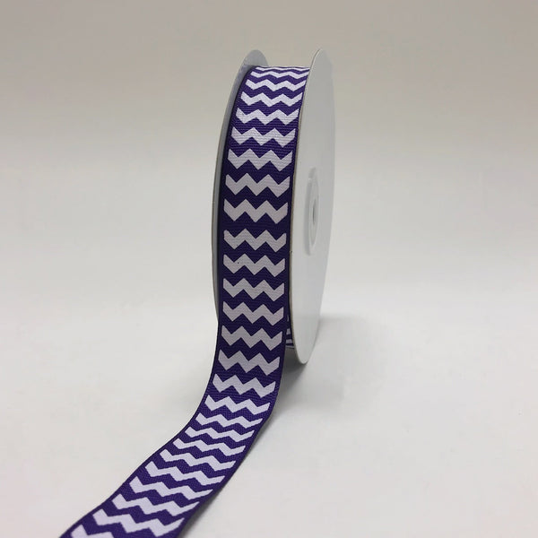 Purple - Chevron Design Grosgrain Ribbon ( 7/8 Inch | 25 Yards ) BBCrafts.com