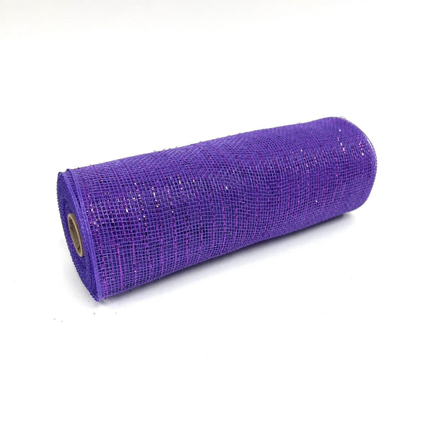 Purple - Deco Mesh Wrap Metallic Stripes - ( 10 Inch x 10 Yards ) BBCrafts.com