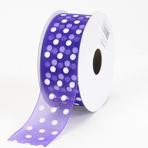 Purple Haze - Organza Polka Dot Ribbon - ( 1 - 1/2 Inch | 25 Yards ) BBCrafts.com