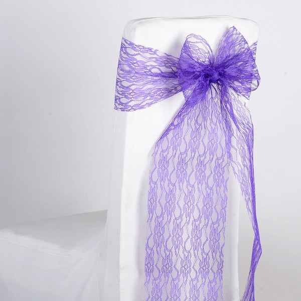 Purple - Lace Chair Sash - ( Pack of 5 pieces - 7 inches x 106 inches ) BBCrafts.com