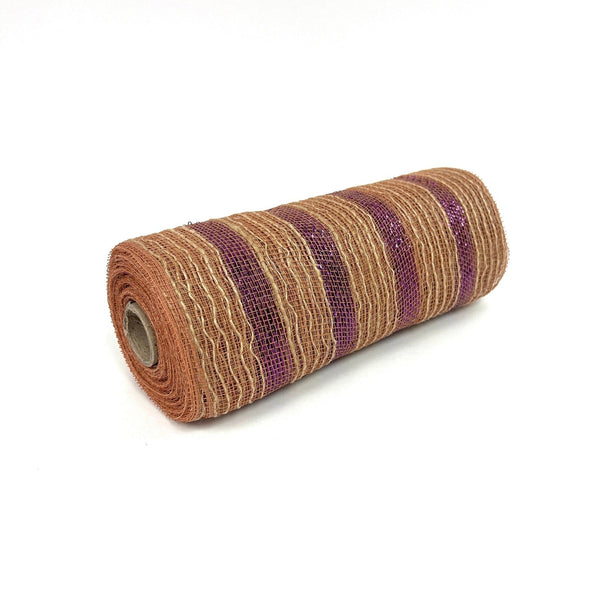 Purple Metallic Stripes Burlap Mesh ( 10 Inch x 10 Yards ) BBCrafts.com