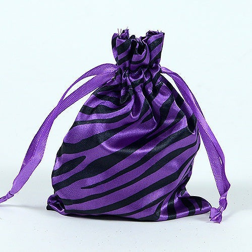 Purple - Satin Animal Print Bags - ( 4x5 Inch - 10 Bags ) BBCrafts.com