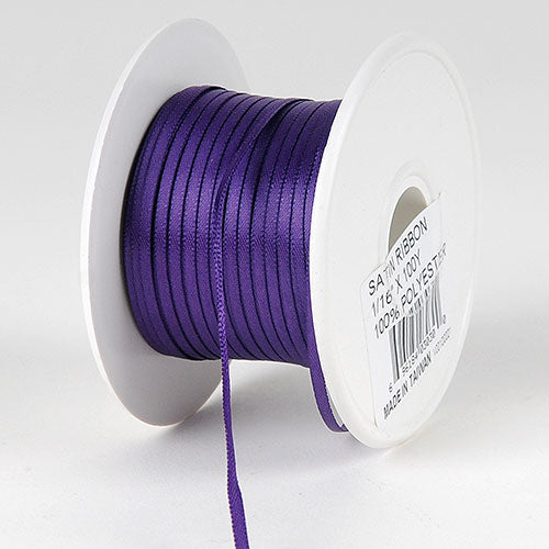 Purple - Satin Ribbon 1/16 x 100 Yards - W: 1/16 inch | L: 100 Yards
