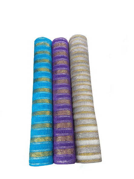 Purple Silver Turquoise Deco Mesh Set - Pack of 3 Rolls ( 21 Inch x 10 Yards ) Each BBCrafts.com