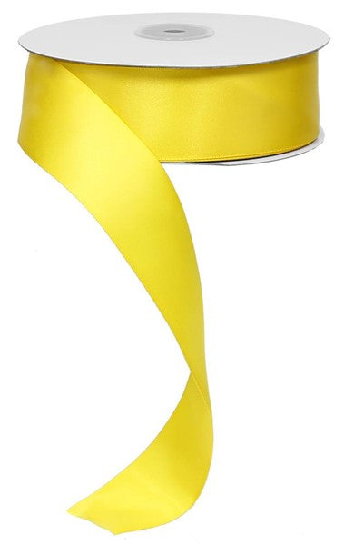 Yellow - Unwired Double Face Satin Ribbon - 1-1/2 Inch x 50 Yards