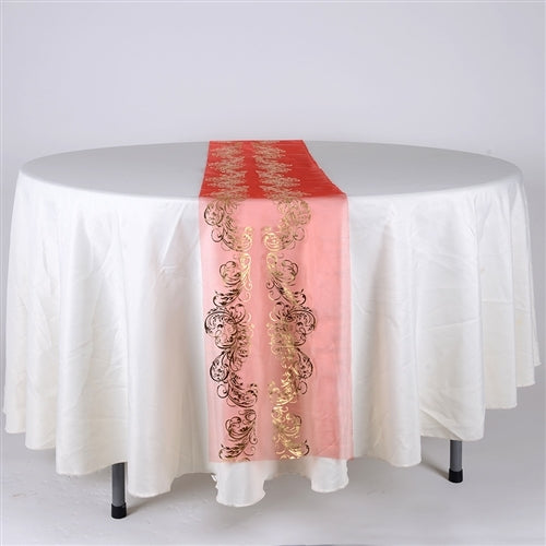 RED with GOLD Metallic ORGANZA Table Runner BBCrafts.com