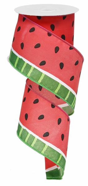 Pre-Order Now Ship On May 30th 2024 - Pink/Green/White - Bold Watermelon Ribbon - 2-1/2 Inch x 10 Yards