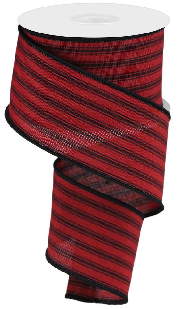 2.5 Inch x 10 Yards Ticking Ribbon - Red/Black