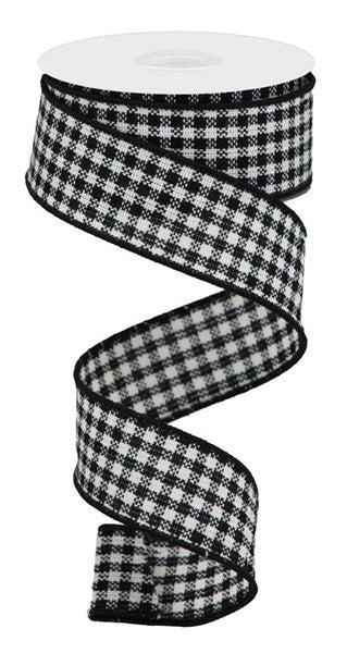 Pre-Order Now Ship On 30th May - Black/White - Woven Mini Check Ribbon - 1-1/2 Inch x 10 Yards