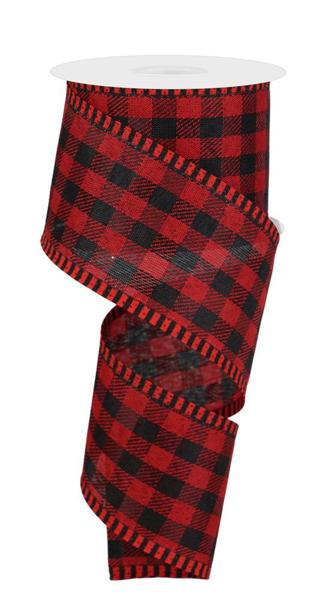 Pre-Order Now Ship On May 30th 2024 - Red/Black - Woven/Diagonal Check/Stripe Ribbon - 2-1/2 Inch x 10 Yards