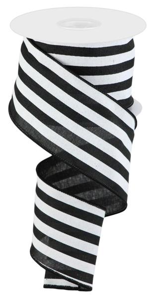 Pre-Order Now Ship On 30th May - Black/White - Vertical Stripe Ribbon - 2-1/2 Inch x 10 Yards