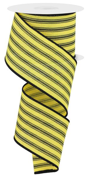 Pre-Order Now Ship On May 30th 2024 - Yellow/Black - Ticking Stripe Ribbon - 2-1/2 Inch x 10 Yards