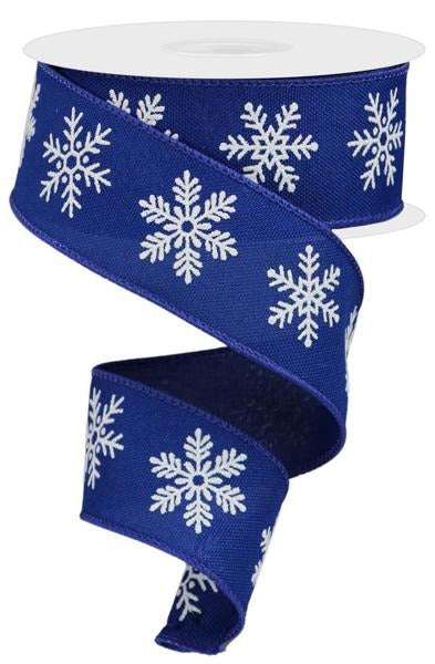 Royal Blue/White - 1.5 Inch x 10 Yards Snowflake/ Royal Burlap