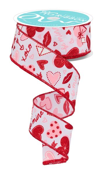 Pre-Order Now & Ship On December 24th 2025 - White Multi - Valentine Graphics Ribbon - ( 1-1/2 Inch | 10 Yards )