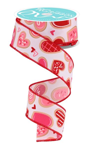 Pre-Order Now & Ship On December 24th 2025 - White/Multi - Valentine Cookies Ribbon - ( 1-1/2 Inch | 10 Yards )