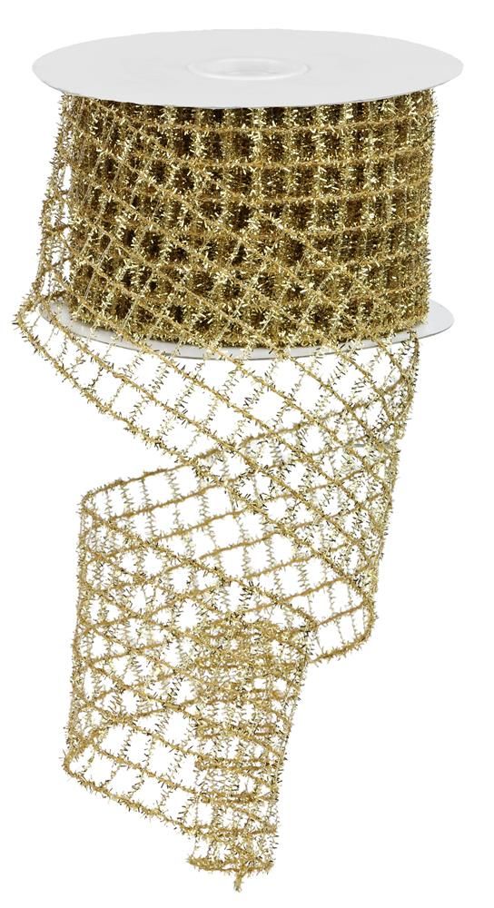 2.75 Inch x 10 Yards Tinsel Mesh Ribbon - Gold