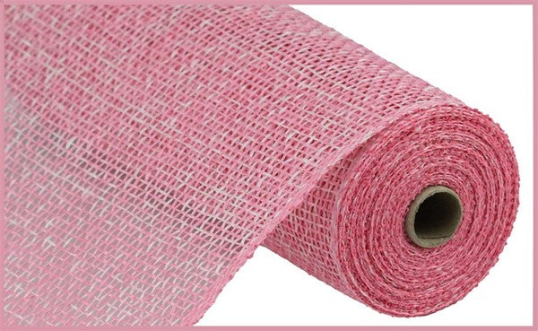 Pre-Order Now Ship On Jun 5th 2024 - Pink/White - Two-Tone Poly Burlap Mesh - 10 Inch x 10 Yards