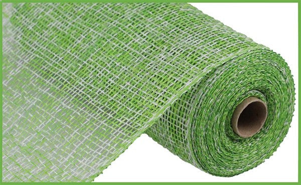 Pre-Order Now Ship On Jun 5th 2024 - Lime Green/White - Two-Tone Poly Burlap Mesh - 10 Inch x 10 Yards