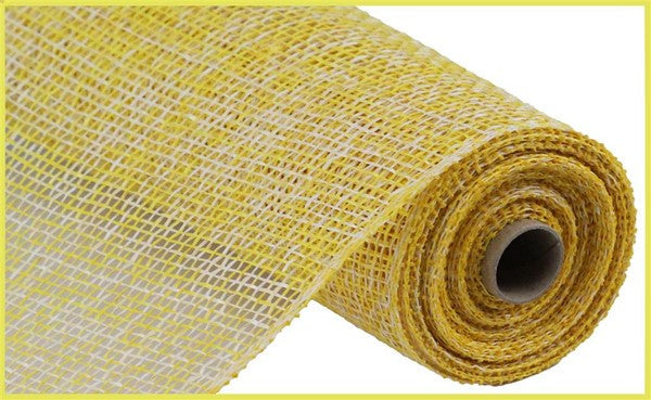 Pre-Order Now Ship On Jun 5th 2024 - Yellow/White - Two-Tone Poly Burlap Mesh - 10 Inch x 10 Yards