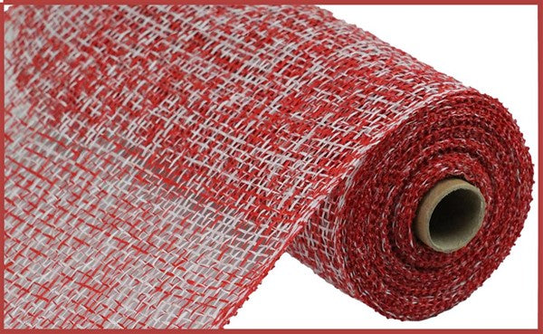 Pre-Order Now Ship On Jun 5th 2024 - Red/White - Two-Tone Poly Burlap Mesh - 10 Inch x 10 Yards