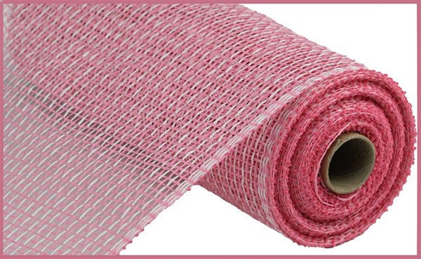 Pre-Order Now Ship On Jun 5th 2024 - Pink/White - Multi Poly Burlap Mesh - 10 Inch x 10 Yards