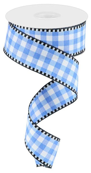 Pre-Order Now Ship On 30th May - Blue/White - Gingham Check Ribbon - 1-1/2 Inch x 10 Yards