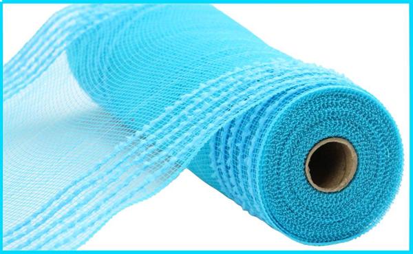 Pre-Order Now Ship On Jun 5th 2024 - Turquoise - Drift/Pp Wide Border Mesh - 10.25 Inch x 10 Yards