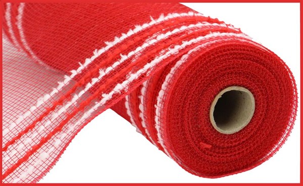 Pre-Order Now Ship On Jun 5th 2024 - Red/White - Drift/Pp Wide Border Mesh - 10.25 Inch x 10 Yards