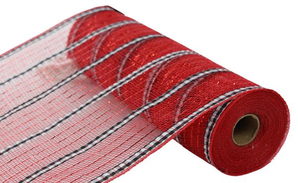 Pre-Order Now Ship On Jun 5th 2024 - Red/Black/White - Xl Wide Fabric/Foil Mesh - 10.25 Inch x 10 Yards