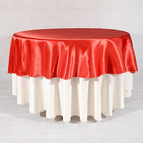 Red - 70" Satin Round Tablecloths - 70 Inch