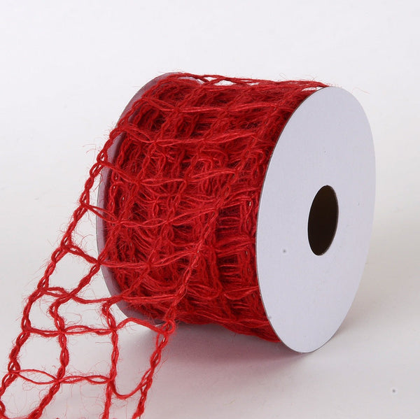 Red - Burlap Net Ribbon - ( W: 2 - 1/2 Inch | L: 10 Yards ) BBCrafts.com