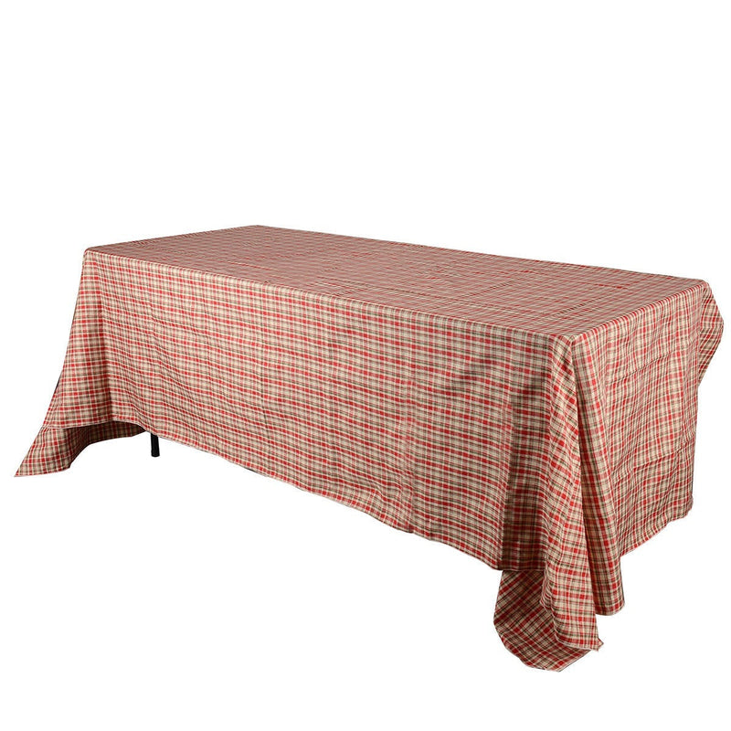 Red - Checkered/ Plaid Rectangle Tablecloths - ( 58 Inch x 126 Inch ) BBCrafts.com