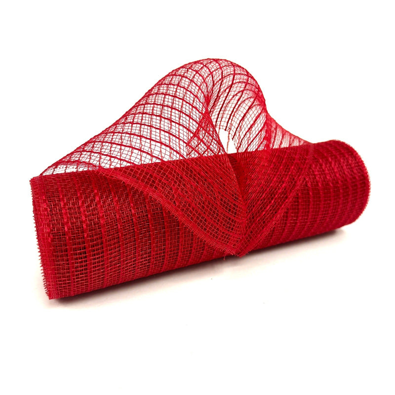 Red Deco Mesh with Burlap Stripes - 10 Inch x 10 Yards BBCrafts.com