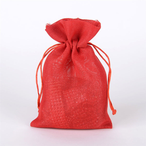 Red - Faux Burlap Bags ( 6x9 inch - 6 Bags) BBCrafts.com