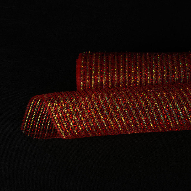 Red Gold Christmas Mesh - 10 Inch x 10 Yards BBCrafts.com
